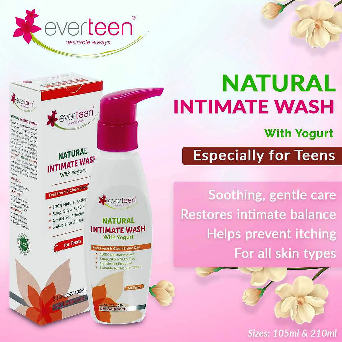 everteen Yogurt Intimate Wash for Teens – Naturally pH Balanced, Soap-Free Feminine Hygiene
