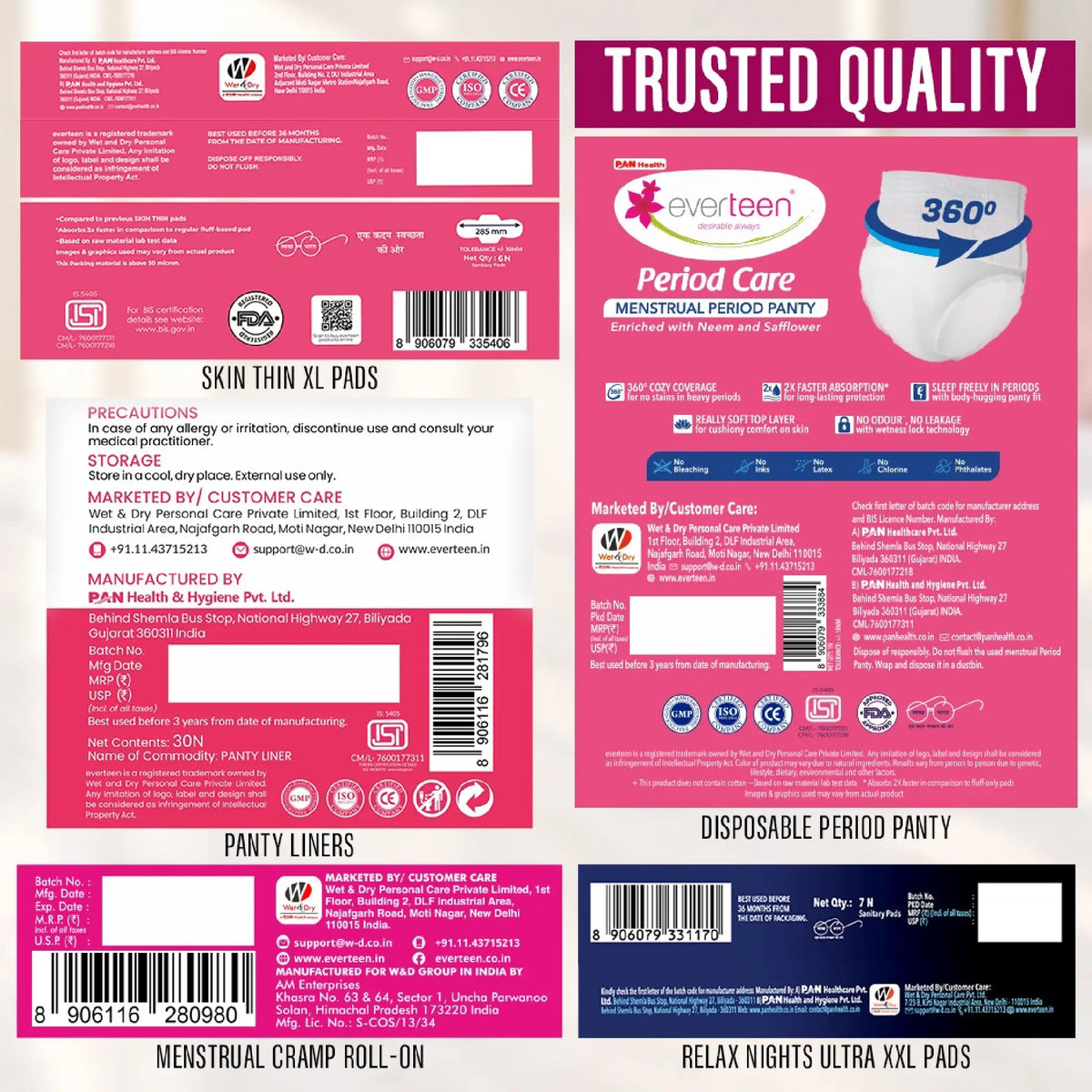 everteen Complete Period Vanity Kit – Pads, Panty Liners, Period Panty, Cramps Roll-On in Vegan Leather Vanity Bag