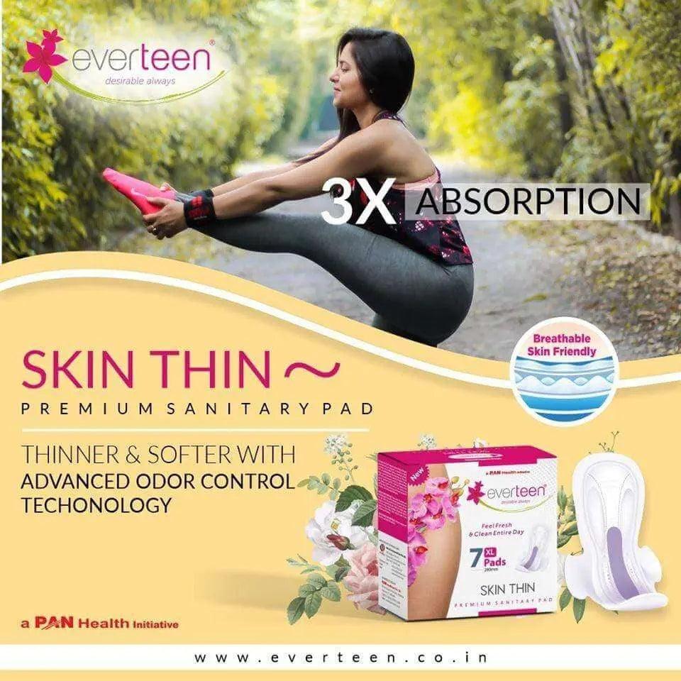 everteen SKIN THIN Premium XL Sanitary Pads for Protection During Periods in Women - 4 Packs (7 Pieces Each, 280mm) 8903540011524