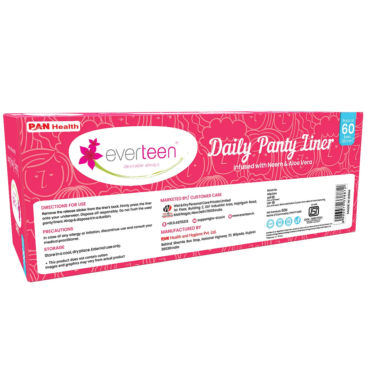 everteen Straight Panty Liners – ISI, GMP, ISO and CE Certified Quality