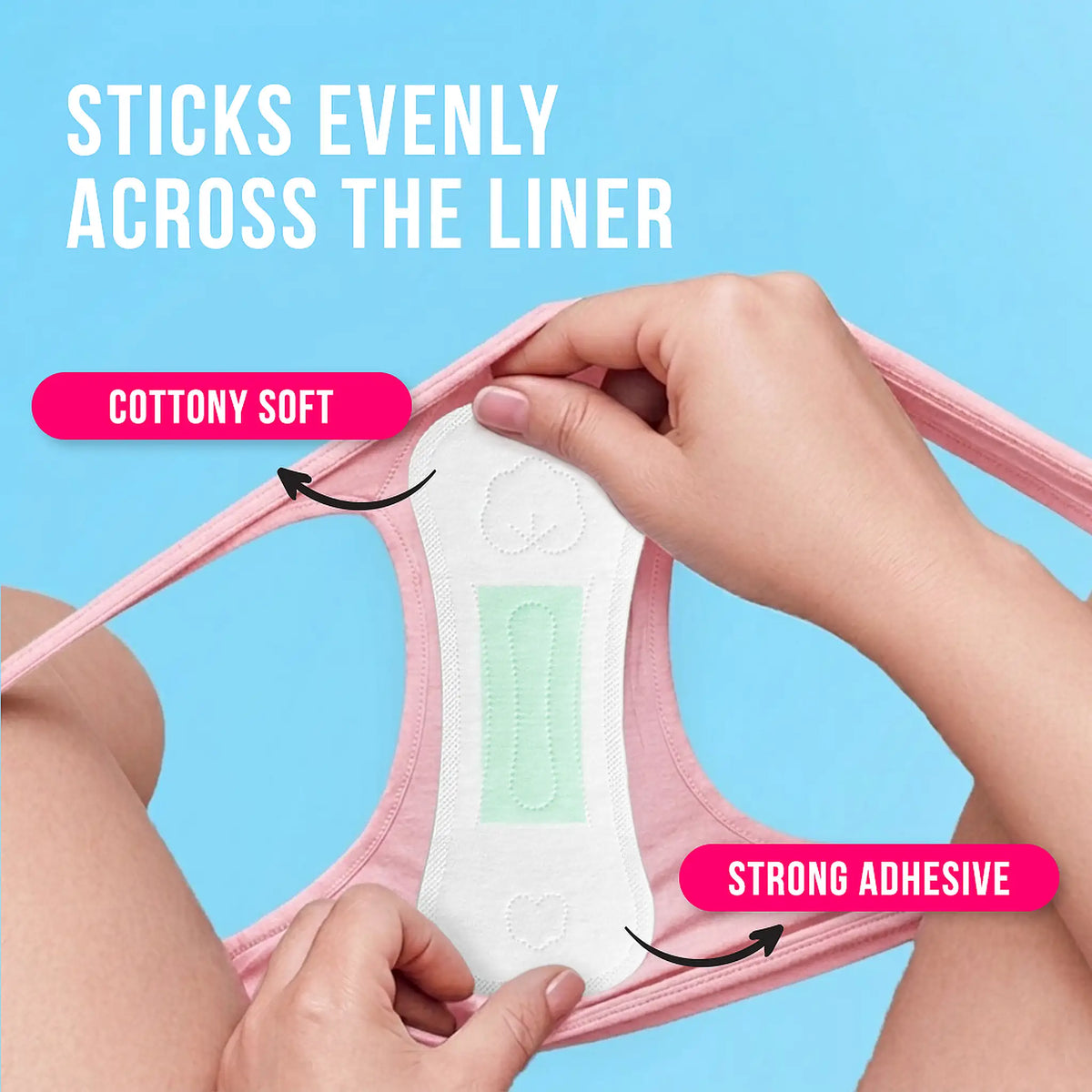 everteen Straight Panty Liners – Strong Adhesive That Sticks Evenly Without Shifting