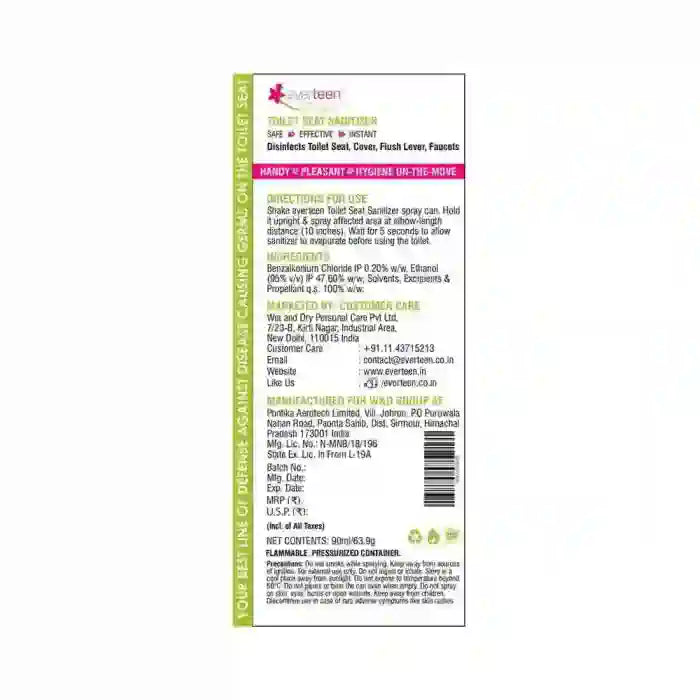 everteen Instant Toilet Seat Sanitizer Spray For Women - 90ml - everteen-neud.com