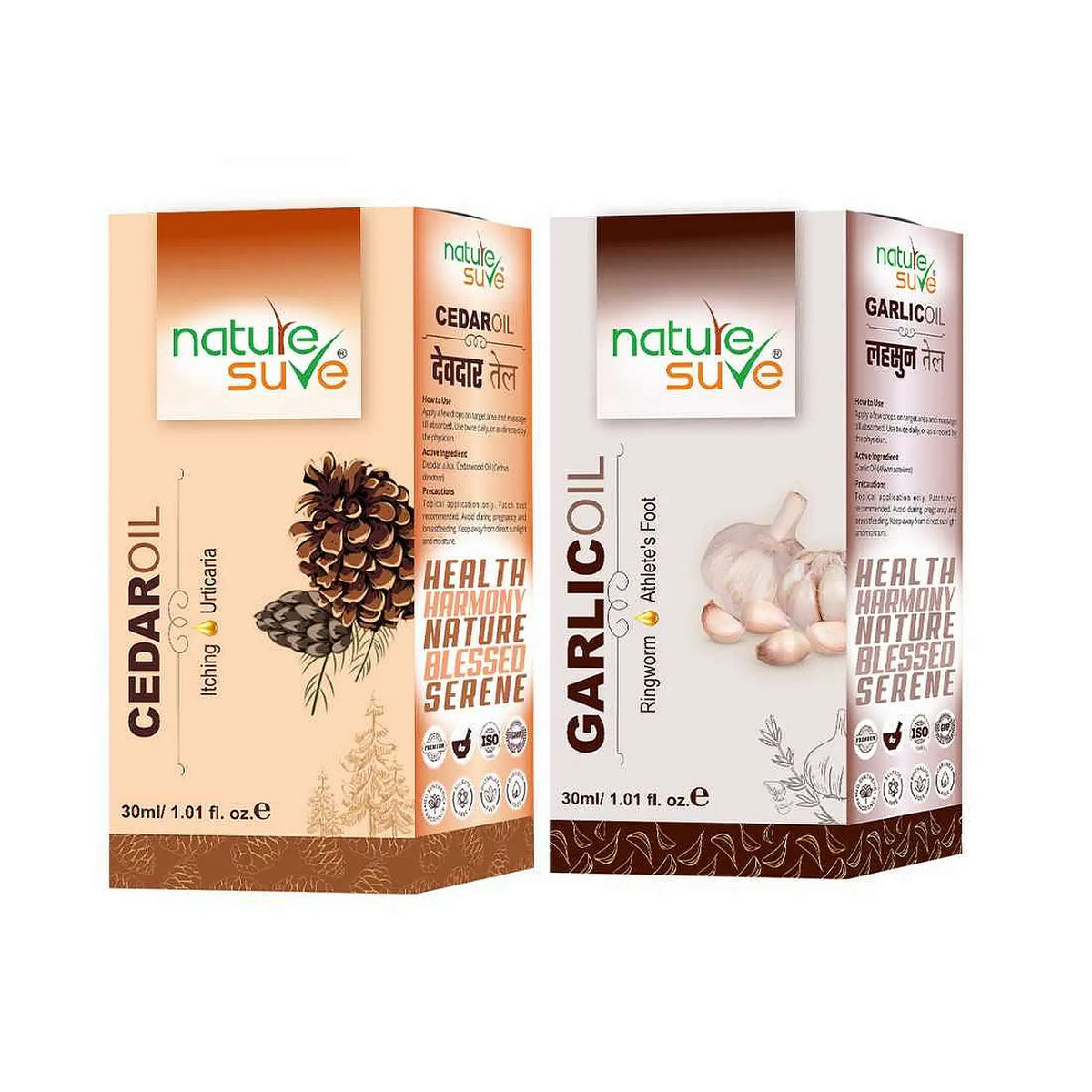 Nature Sure Skin Safety Combo - Deodar Cedar Oil 30ml and Lehsun Garlic Oil 30ml
