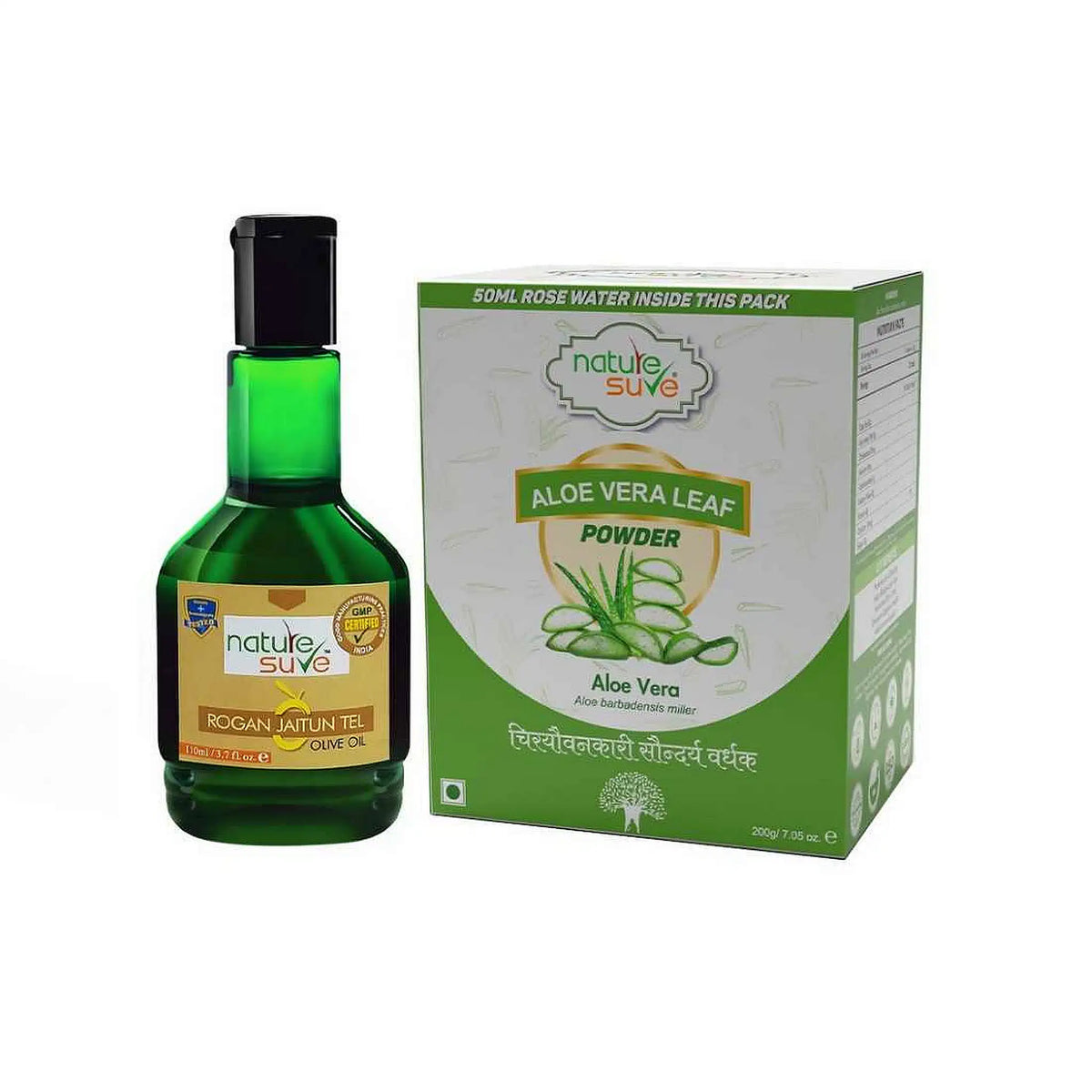 Nature Sure Combo - Rogan Jaitun Olive Oil 110ml and Aloe Vera Leaf Powder 200g