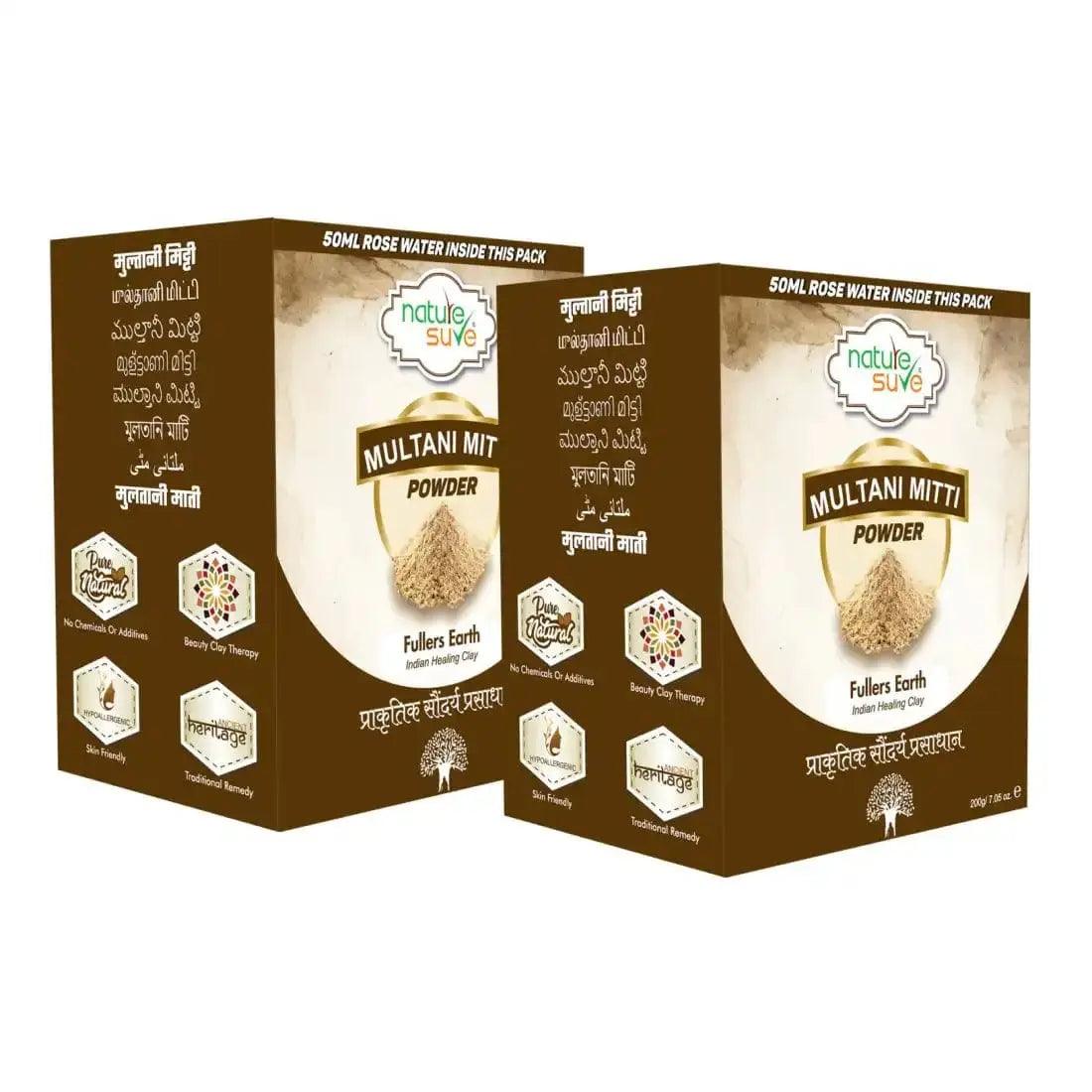 Buy 2 Packs Nature Sure Multani Mitti Powder 200g with Rose Water 50ml directly from company - everteen-neud.com