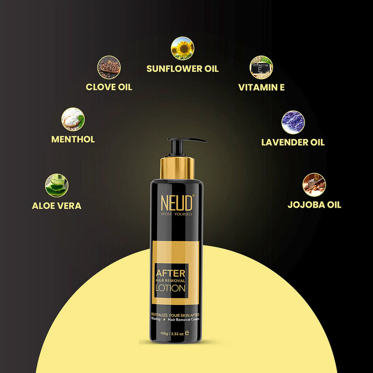 NEUD After-Hair-Removal Skin Lotion for Skin Care - Contains Lavender Oil, Sunflower Oil, Jojoba Oil, Aloe Vera, Clove Oil and Vitamin E