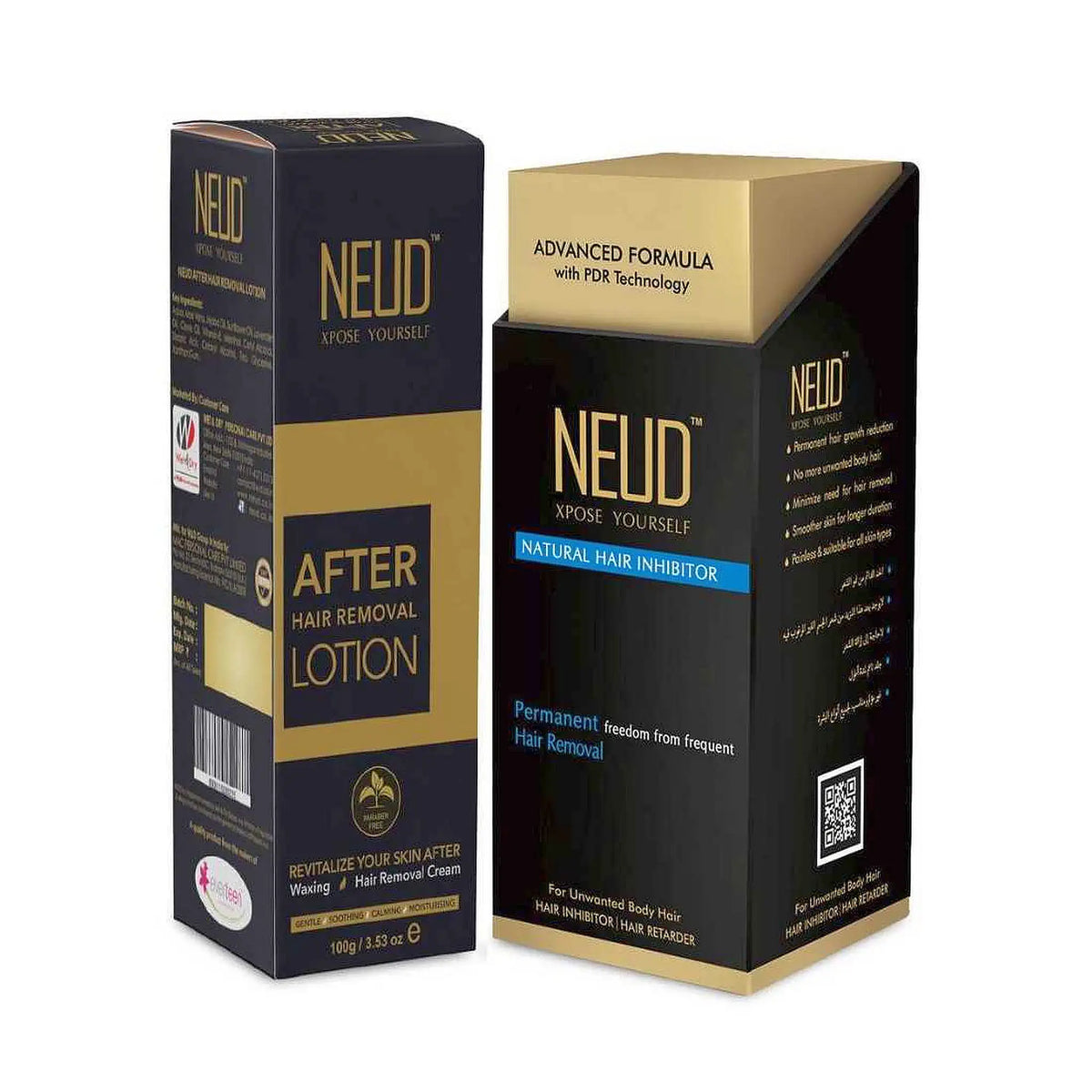 NEUD Combo - Natural Hair Inhibitor 80g and After-Hair-Removal Skin Lotion 100g