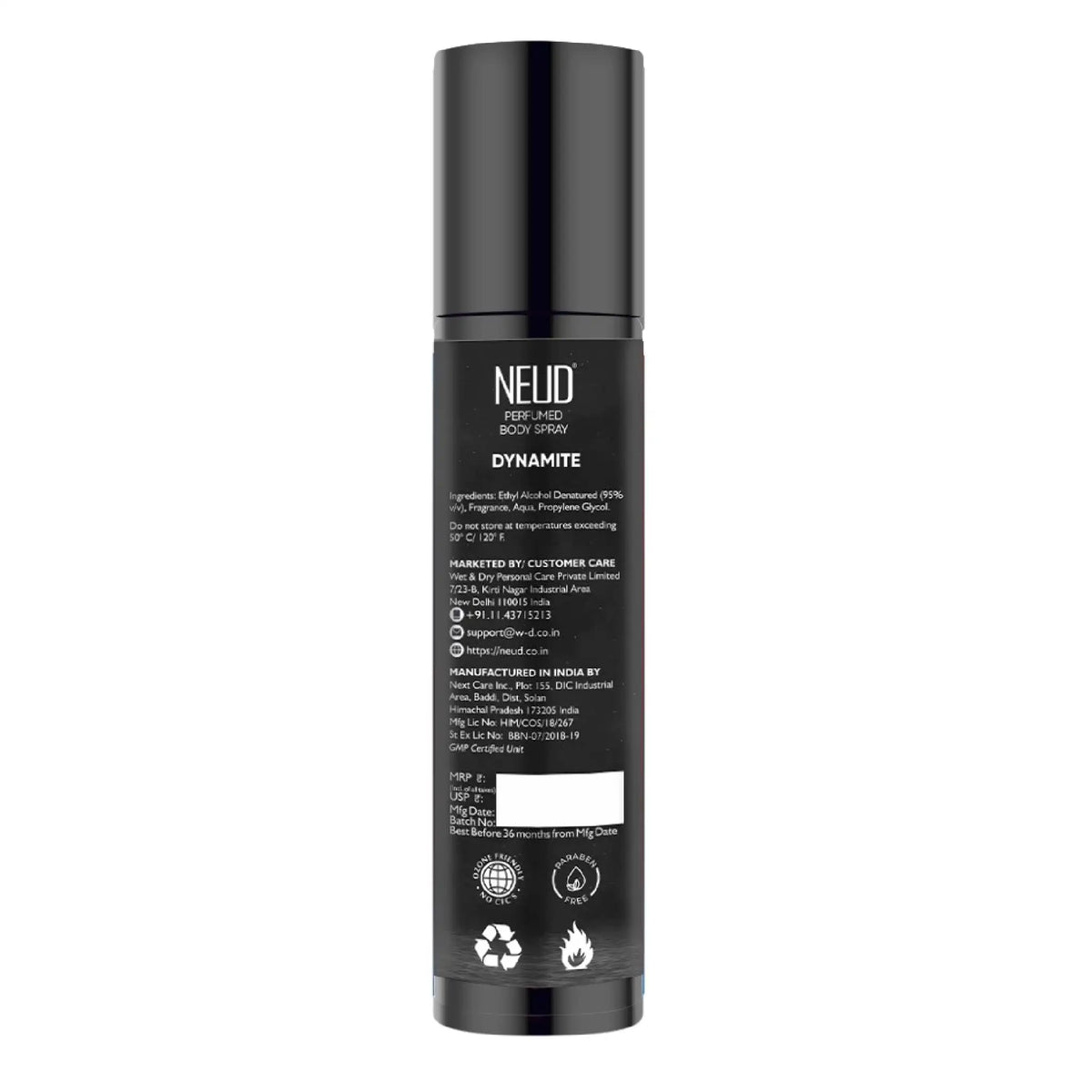 NEUD Dynamite Perfumed Body Spray For Office - Ozone-Friendly, No Talc, Aluminum, CFCs or Parabens