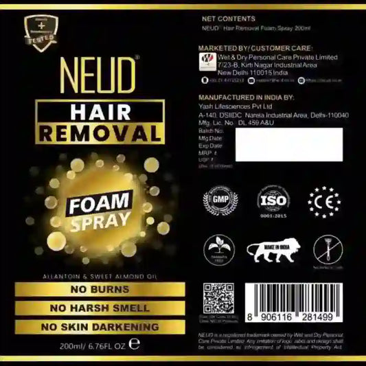 NEUD Foam Hair Removal Spray 200ml with No Burns, Harsh Smell or Skin Darkening is Shipped Worldwide - everteen-neud.com