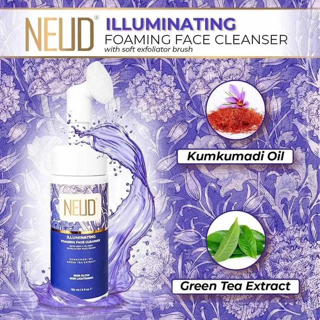 NEUD Illuminating Foaming Face Cleanser With Kumkumadi Oil and Green Tea - 150 ml