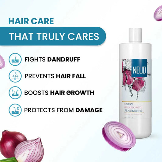 NEUD Onion Hair Care Shampoo 400ml with Fenugreek - Hair Care That Truly Cares - Benefits