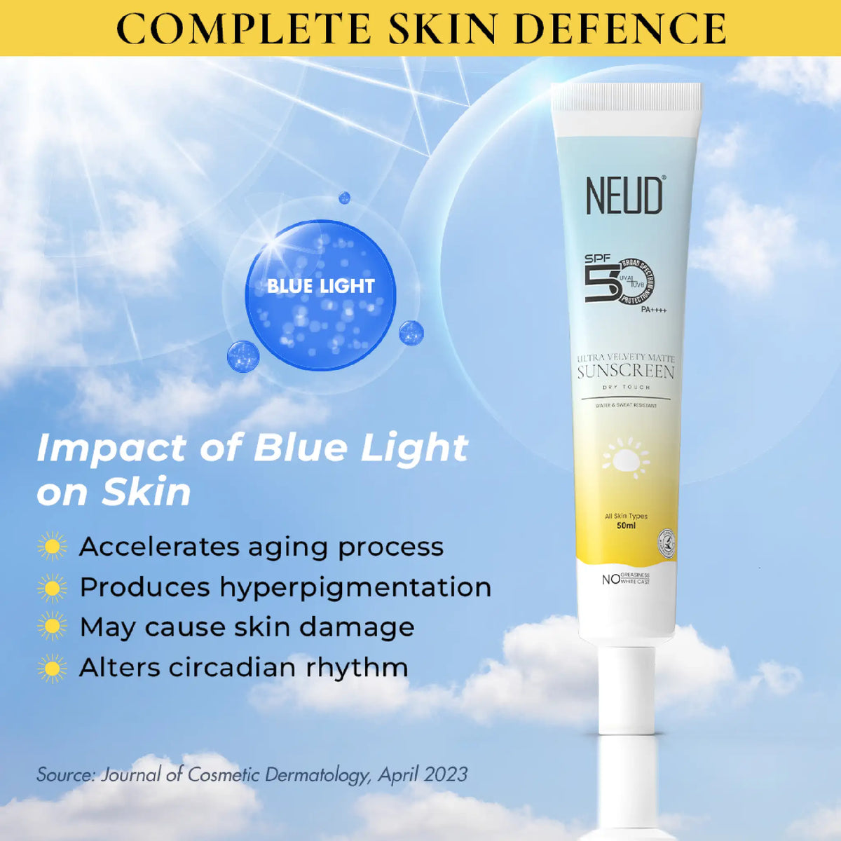 NEUD Matte Dry Touch Sunscreen – Blue Light Defence Against Hyperpigmentation