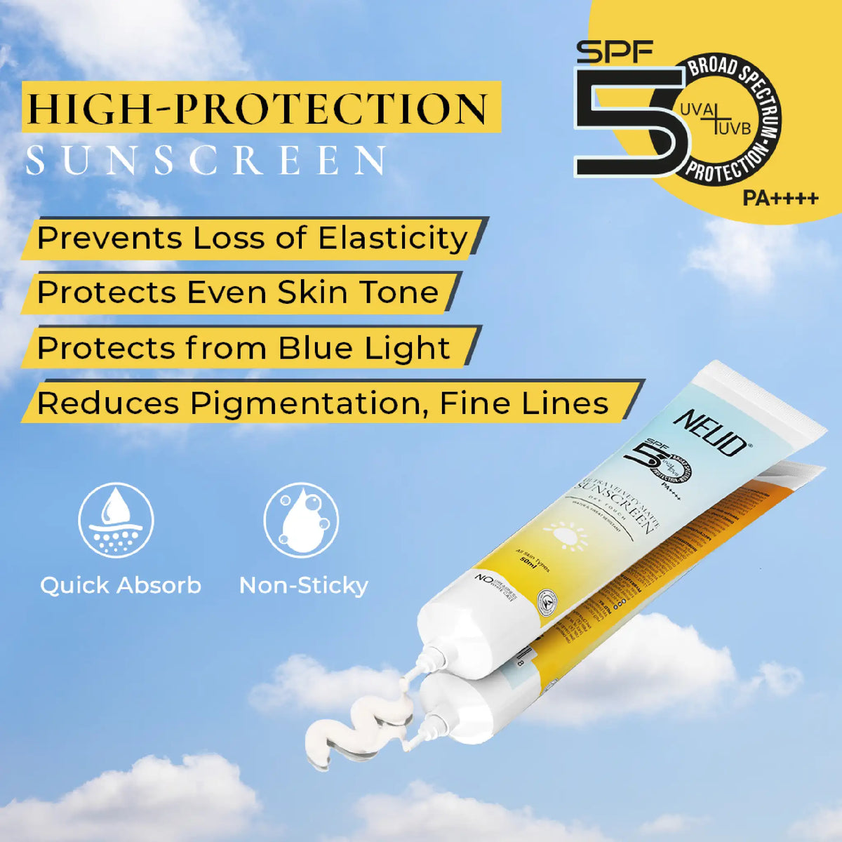 NEUD Matte Dry Touch Sunscreen – Helps Protect Against Loss of Elasticity and Fine Lines