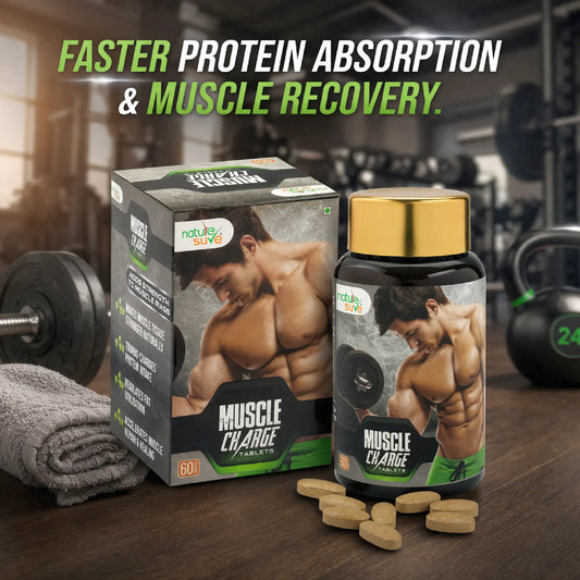Watch This Video To Learn How Nature Sure Muscle Charge Ayurvedic Tablets Help Accelerate Muscle Growth, Muscle Recovery and Protein Absorption