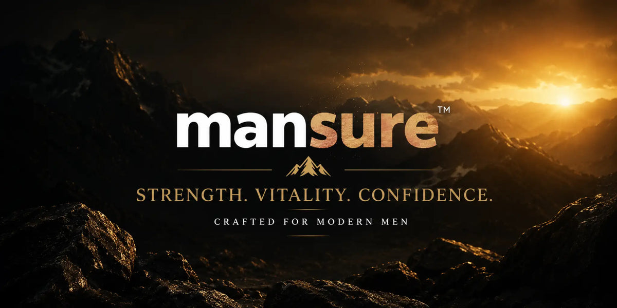 ManSure men’s wellness products including Ayurvedic supplements, Shilajit resin, massage oil and combo packs