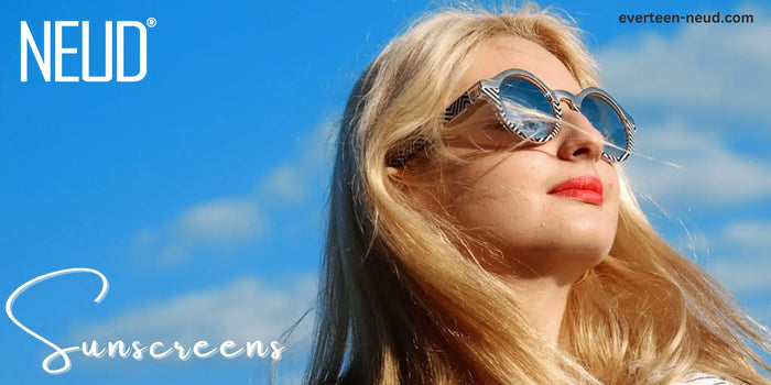 NEUD sunscreen collection with matte, medium- and deep-tone tinted, and invisible spray options.