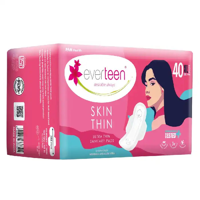 everteen SKIN THIN XL Sanitary Pads infused with moringa and aloe vera are dermatologically tested - everteen-neud.com