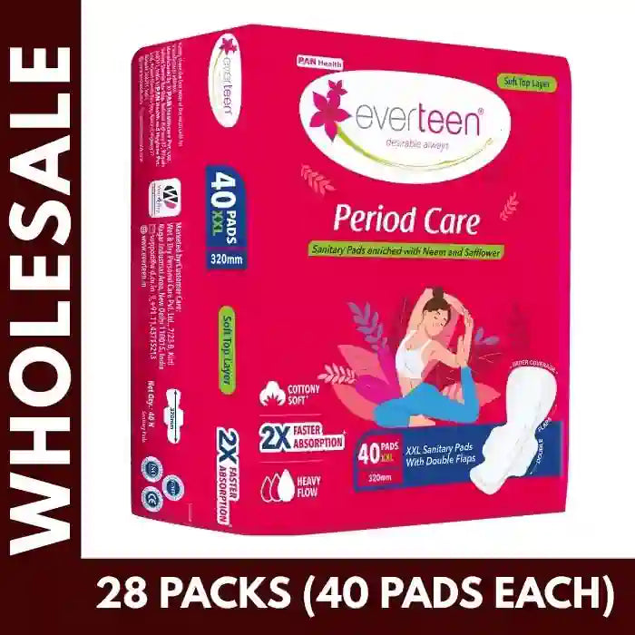 Buy 28 Packs of 40 everteen XXL Sanitary Pads Each For Women at Bulk Prices. Dry/ Soft Options. GST Invoice Available for TCS Input Credit - everteen-neud.com