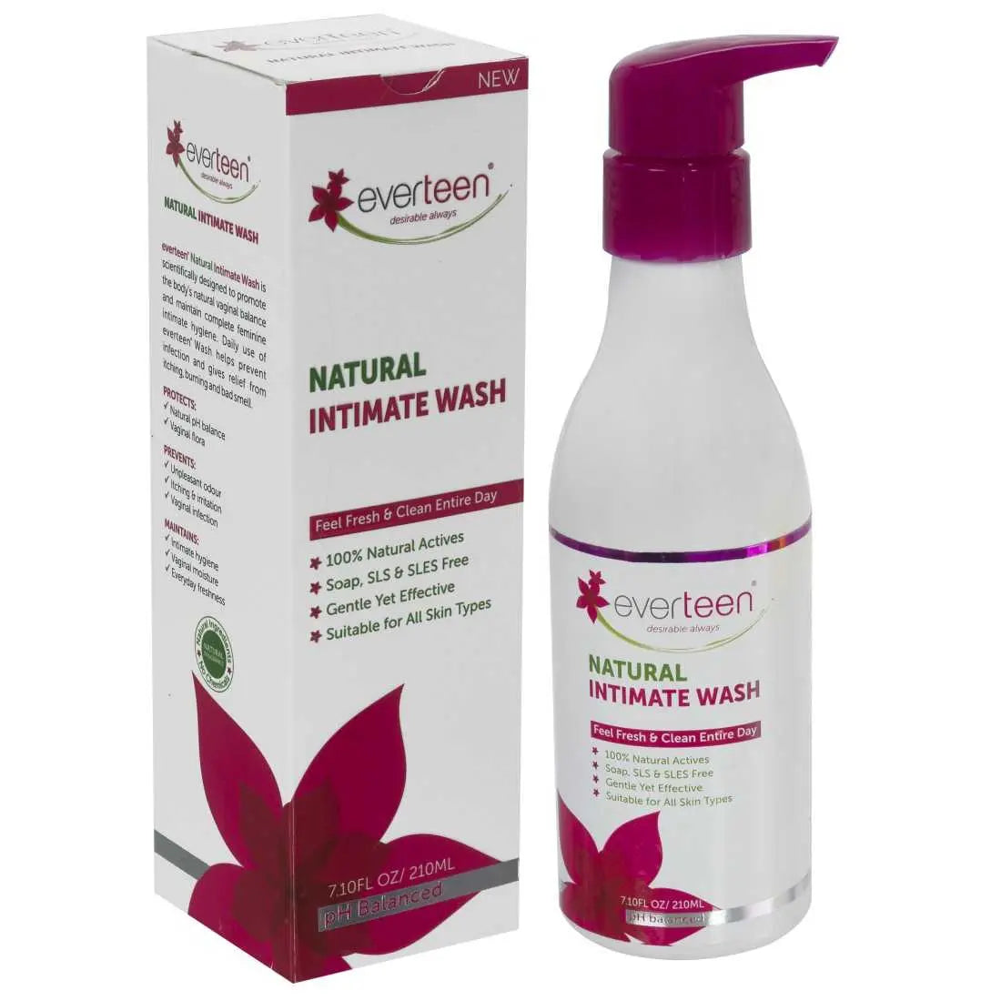 Buy 1 Pack everteen Natural Intimate Wash 210ml for Feminine Hygiene in Women - everteen-neud.com