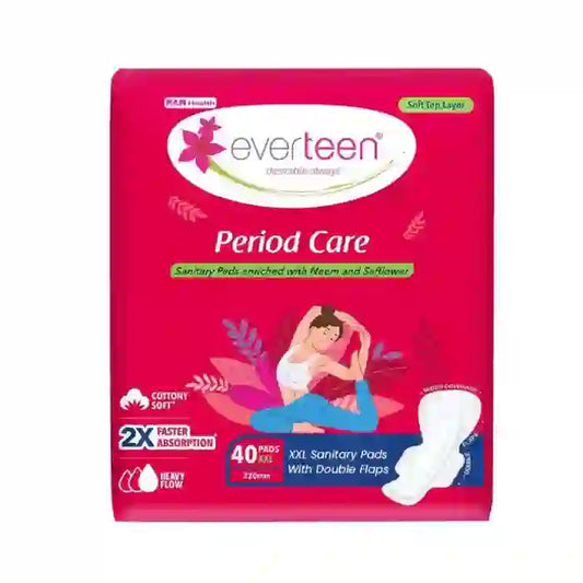 Buy 1 Pack everteen Period Care Soft 40 XXL Sanitary Pads with Double Flaps, Neem and Safflower - everteen-neud.com