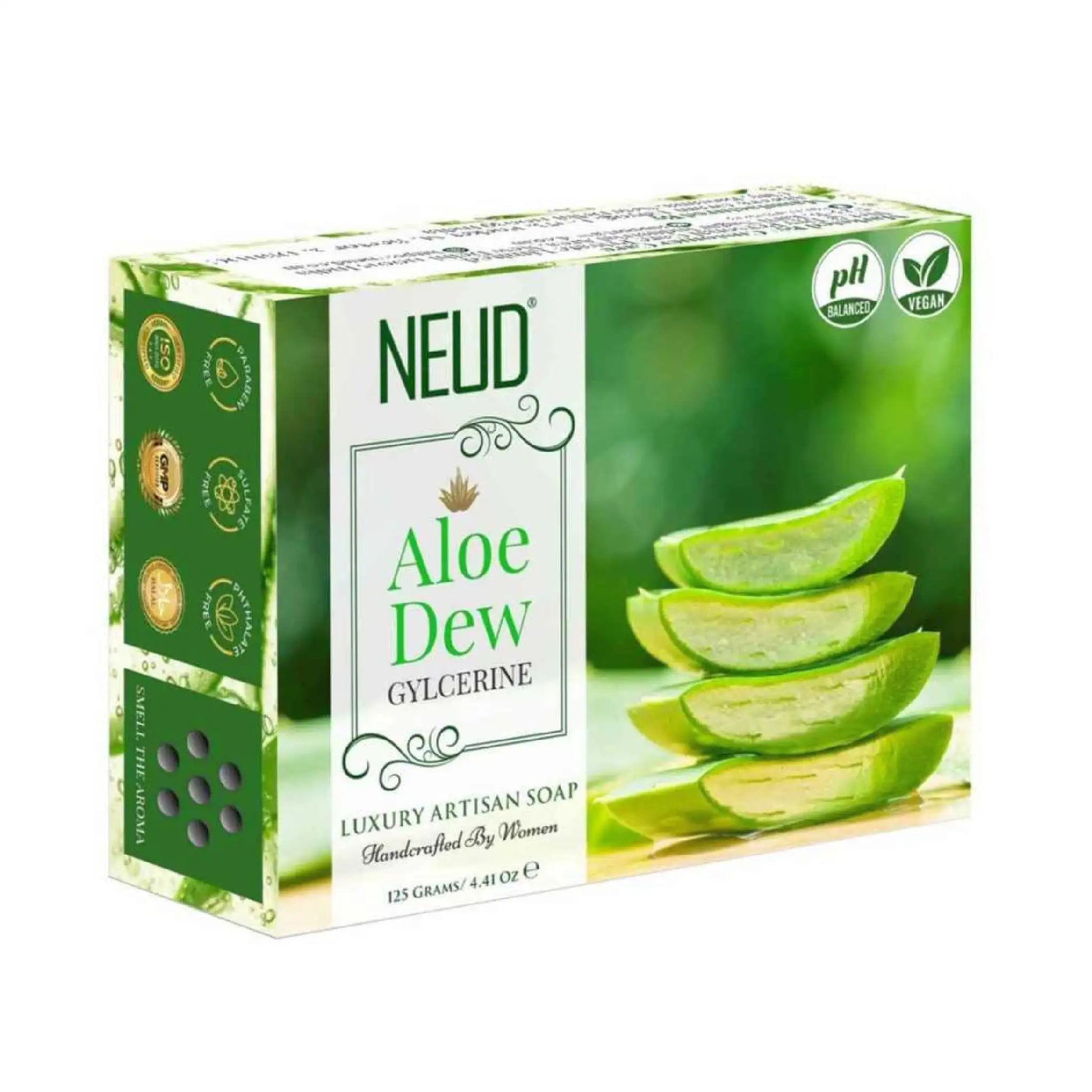 NEUD Aloe Dew Glycerine Luxury Handmade Soap 1x125g - Artisan, pH-Balanced, Vegan
