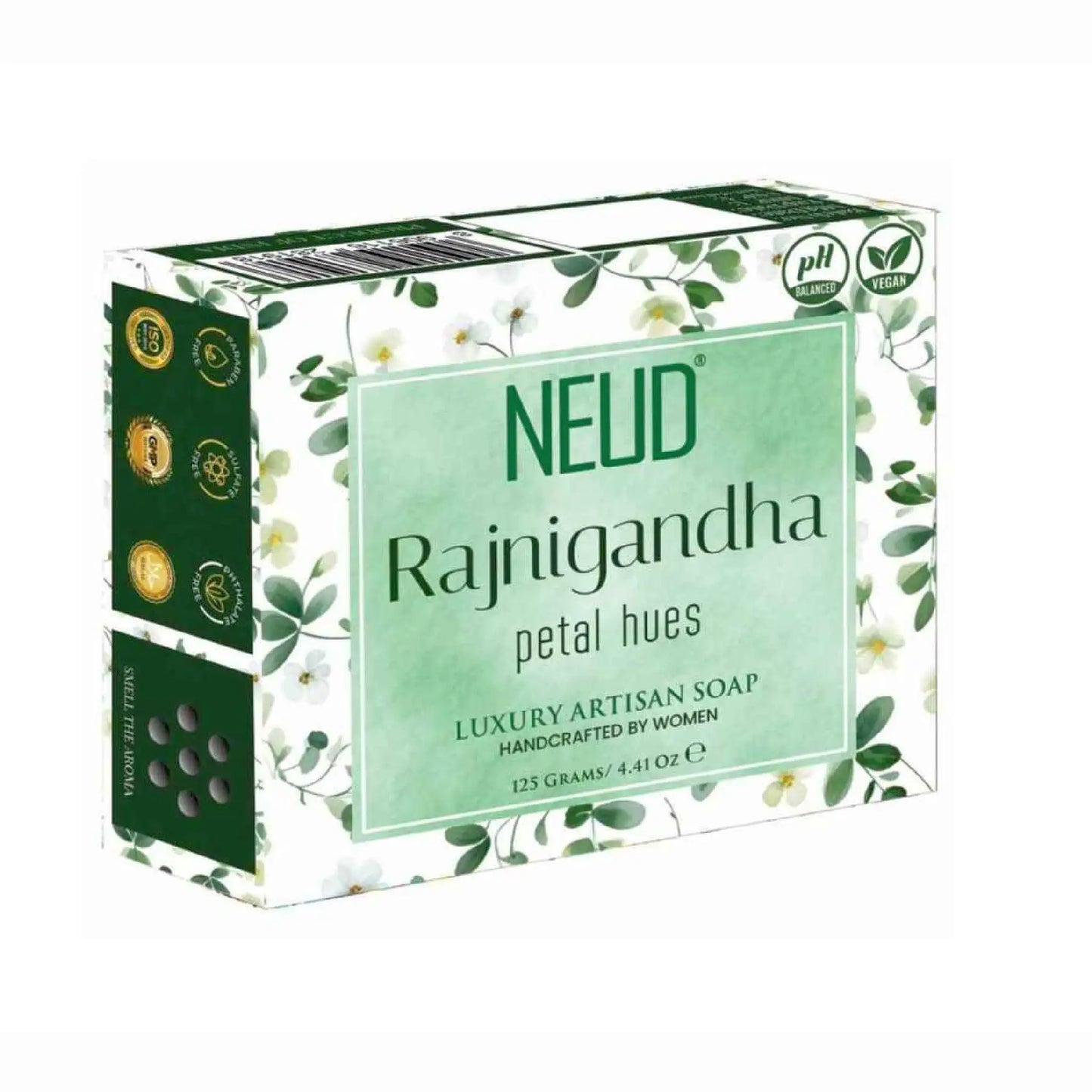 NEUD Rajnigandha Petal Hues Luxury Handmade Soap With Tuberose 1x125g - Artisan, pH Balanced, Vegan
