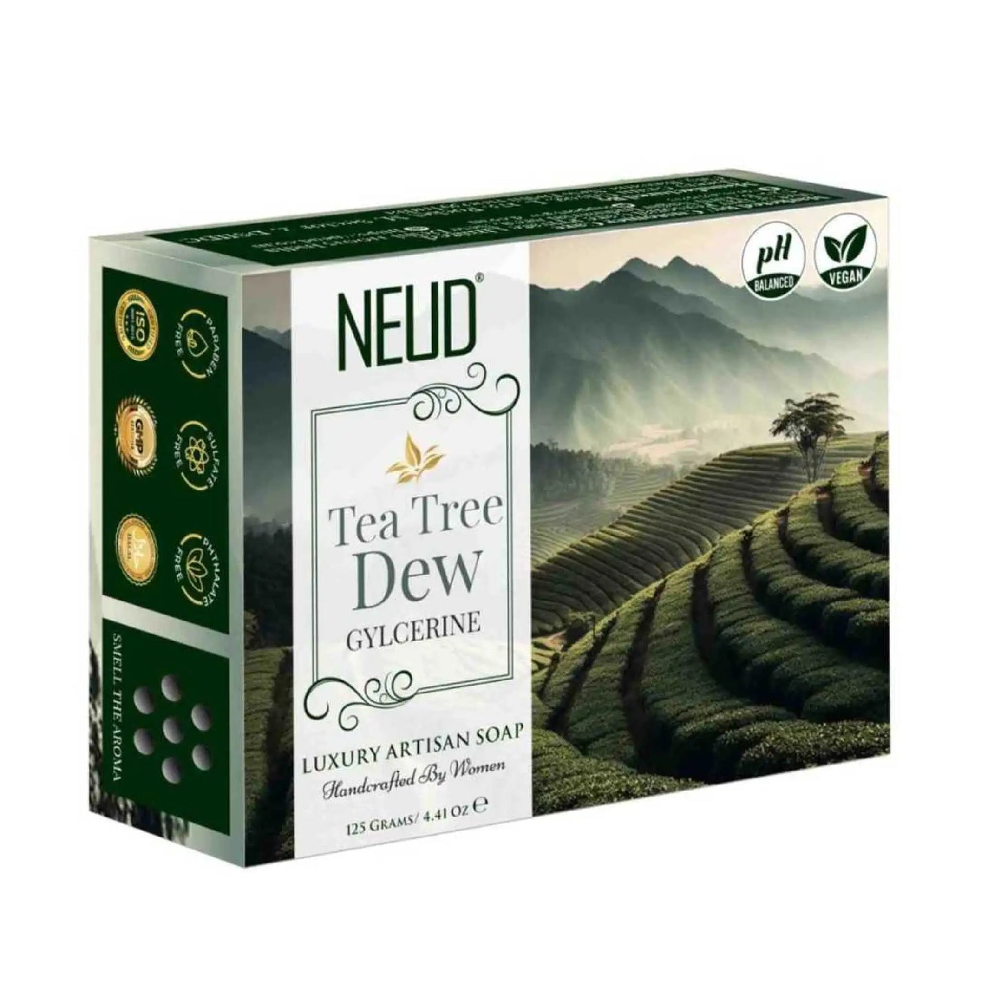 NEUD Tea Tree Dew Glycerine Luxury Artisan Handmade Soap - 1x125g Pack