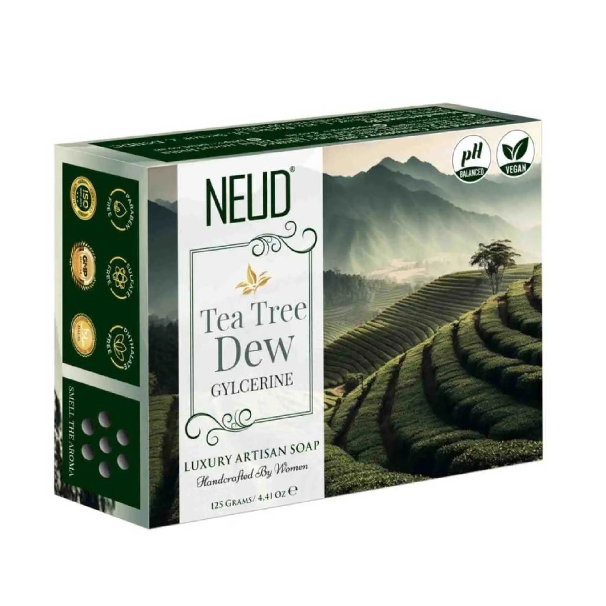 NEUD Tea Tree Dew Glycerine Luxury Artisan Handmade Soap - 1x125g Pack