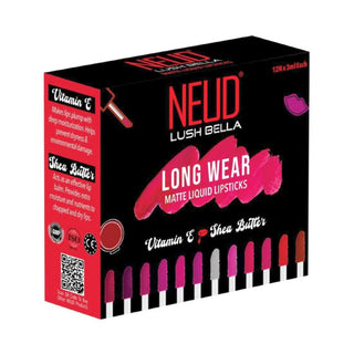 NEUD Lush Bella Matte Liquid Lipsticks 1 Pack – 12 Shades, Transfer-Proof and Waterproof