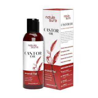 Nature Sure Castor Oil (Arandi Tel) 1x200ml – Cold-Pressed, Hexane-Free, IP-Grade