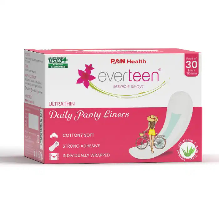 Buy 1 Pack of 30 everteen Daily Panty Liners Infused with Neem and Aloe Vera for Vaginal Discharge and Urinary Incontinence in Women - everteen-neud.com
