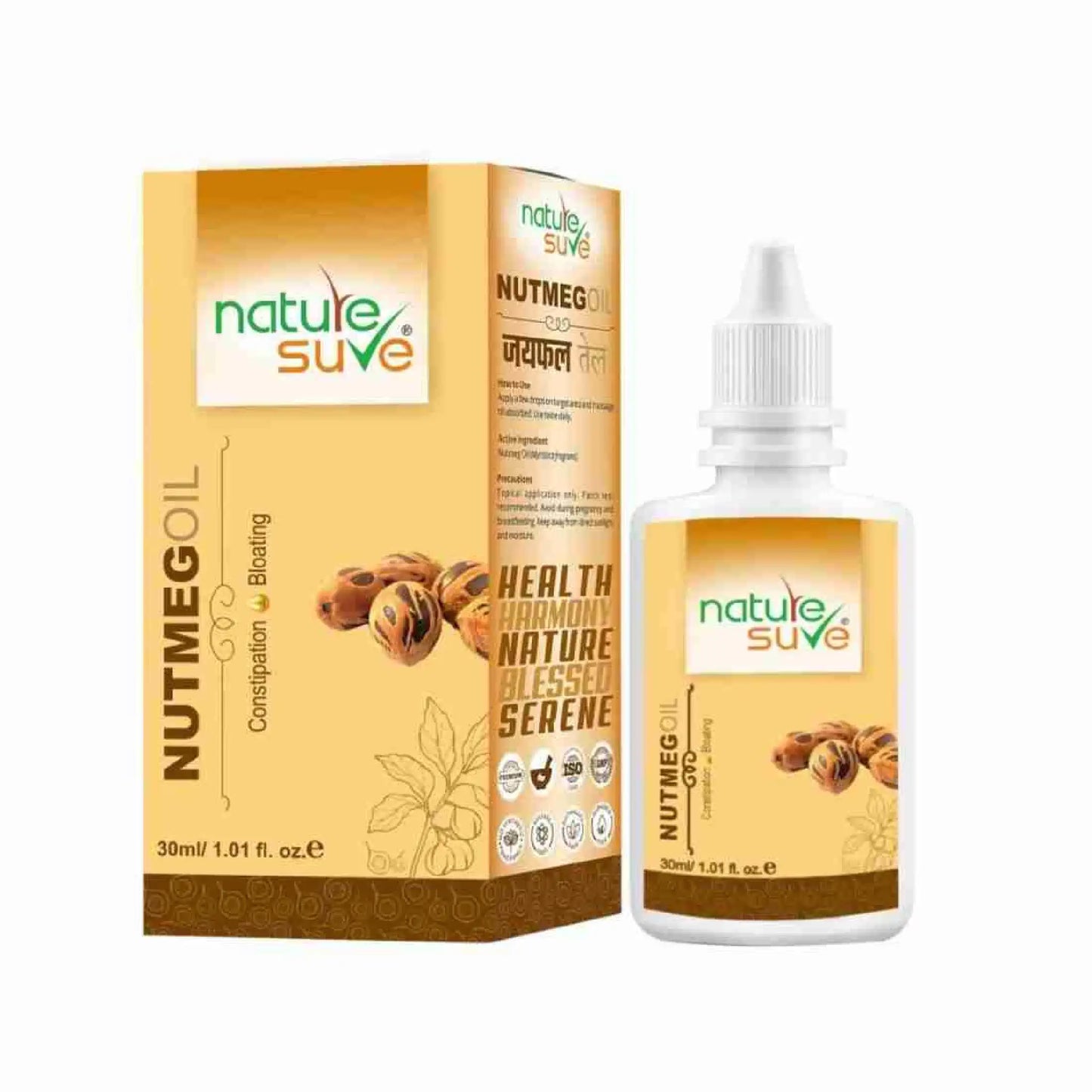 Nature Sure Nutmeg Jaiphal Oil 1x30ml - Massage Oil For Gut Health