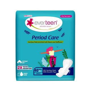 everteen Period Care Dry XXL Sanitary Pads with Double Flaps, Neem and Safflower - 1x40 Pads