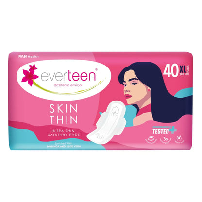 everteen SKIN THIN XL Sanitary Pads 1x40 – Moringa and Aloe Vera, Ultrathin XL
