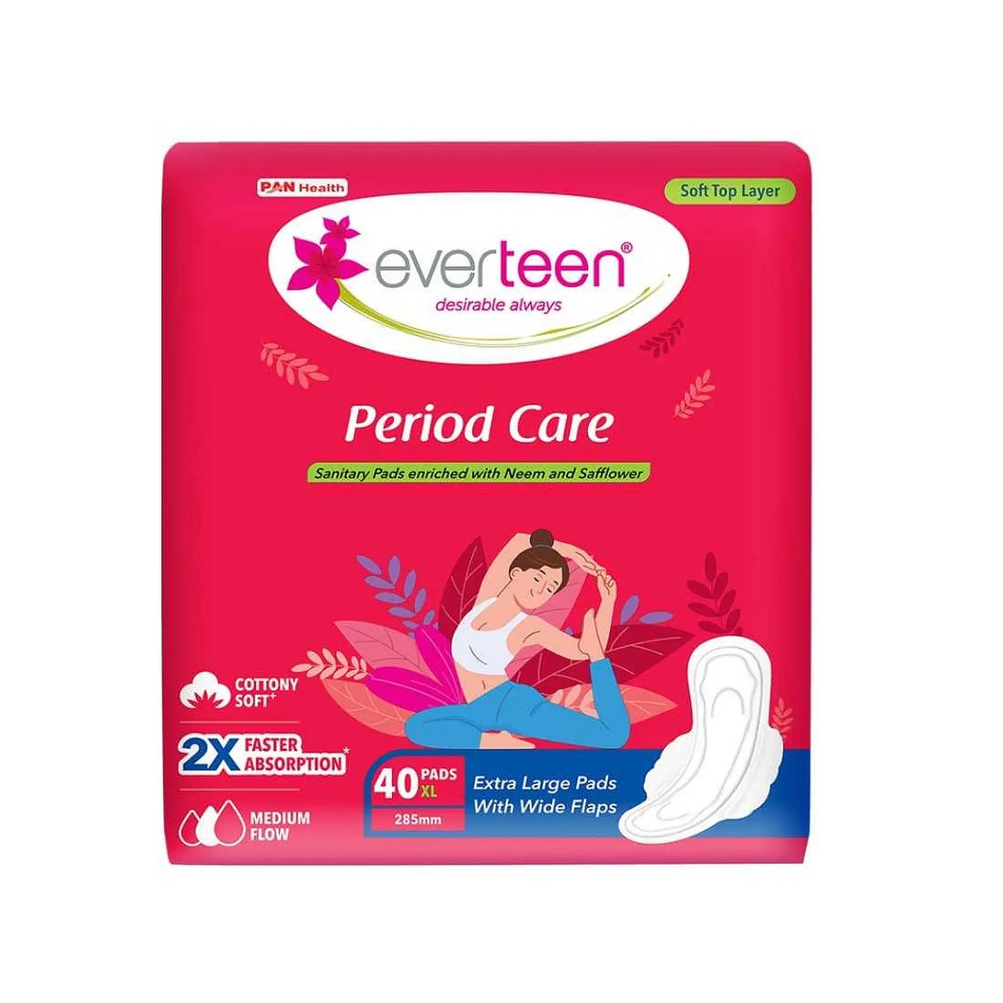 everteen Period Care Soft XL Sanitary Pads For Medium Flow in Women - 1x40 Pads
