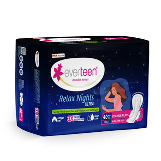 everteen XXL Relax Nights Ultra Sanitary Pads with Neem and Safflower - 1 Pack, 40 Pads 