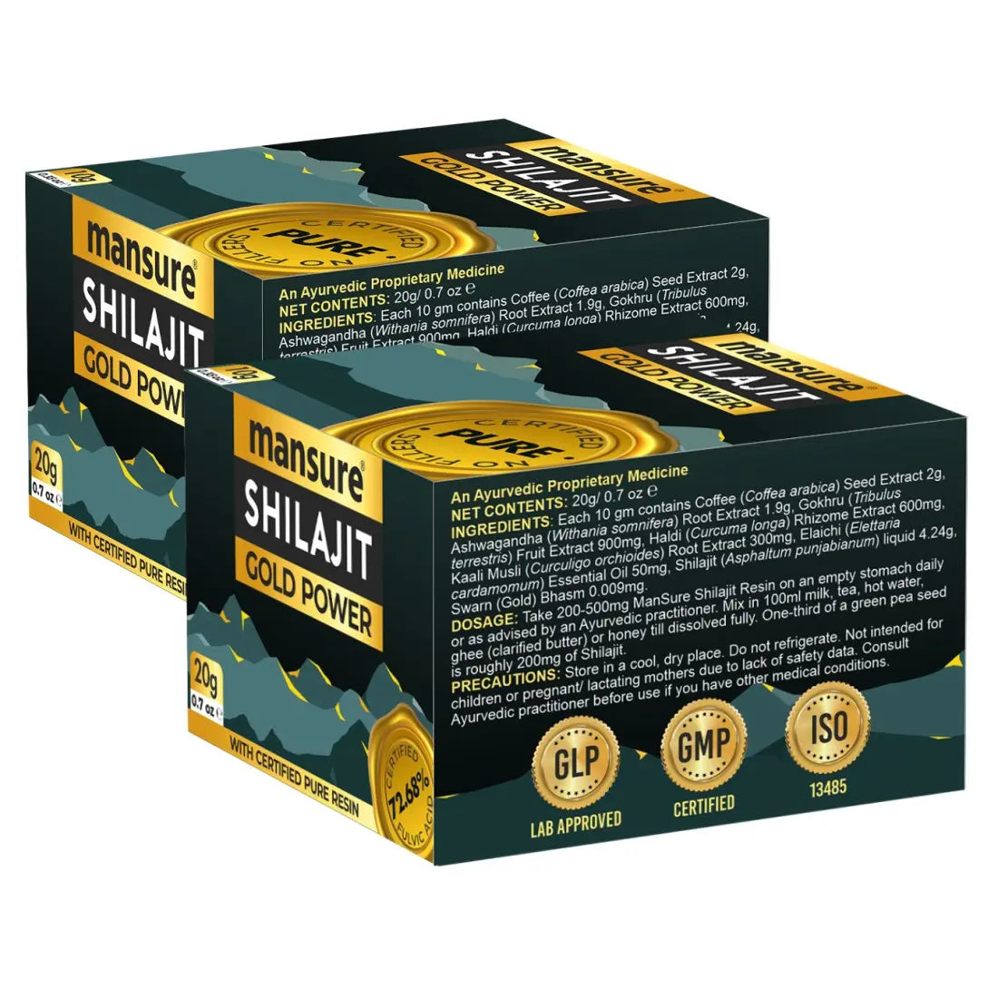 Buy 2 Packs ManSure Shilajit Gold Power 20g With 72.68% Fulvic Acid And No Heavy Metals - everteen-neud-com