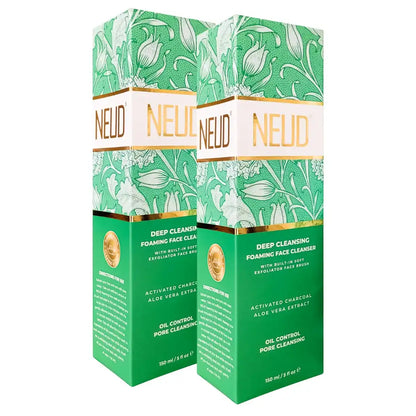 Buy 2 Packs NEUD Deep Cleansing Foaming Face Cleanser 150ml With Activated Charcoal, Aloe Vera and Peppermint - everteen-neud.com