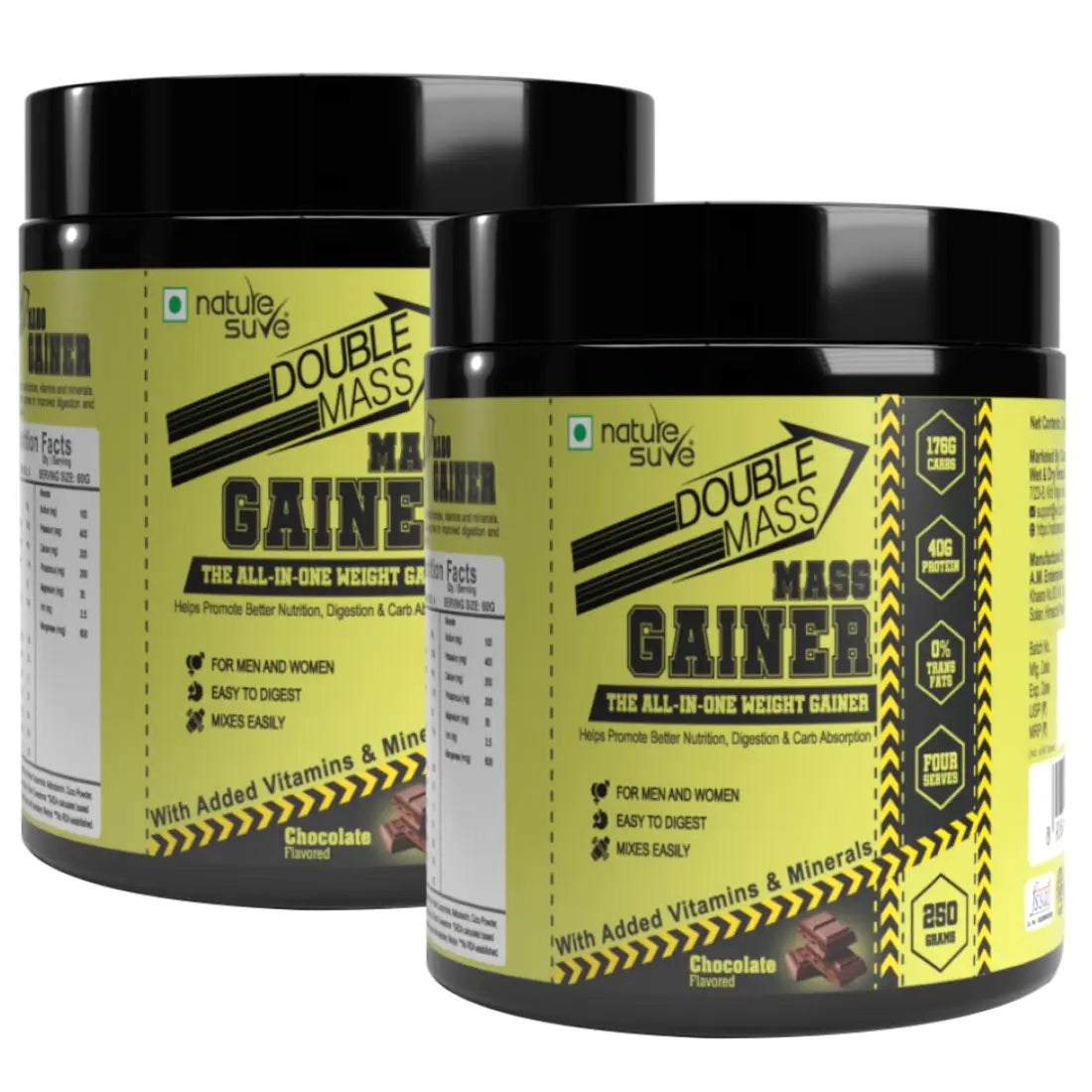 Buy 2 Packs Nature Sure Double Mass Chocolate Flavored Mass Gainer with Whey Protein and Enzymes, Free Scoop Inside - everteen-neud.com