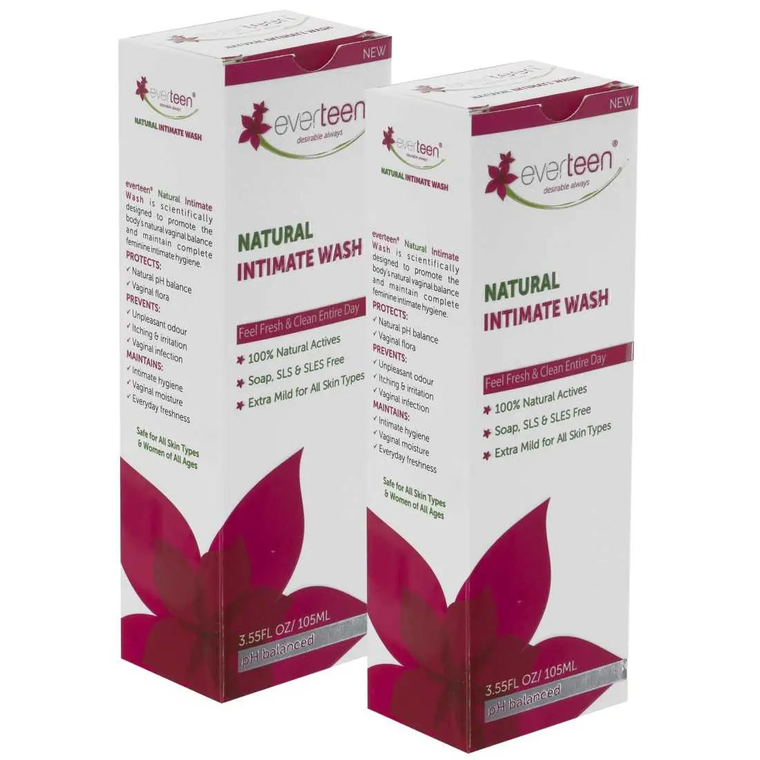 Buy 2 Packs everteen Natural Intimate Wash 105ml for Feminine Hygiene in Women - everteen-neud.com