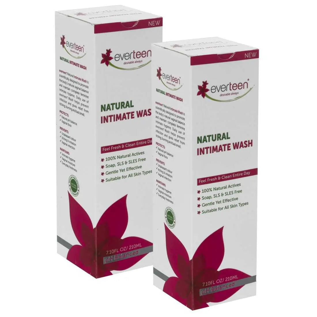 Buy 2 Packs everteen Natural Intimate Wash 210ml for Feminine Hygiene in Women - everteen-neud.com