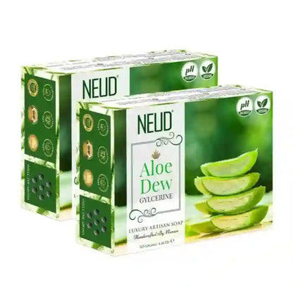 Buy 2 Packs NEUD Aloe Dew Glycerine Luxury Artisan pH-Balanced Handmade Soap 125g Each - everteen-neud.com