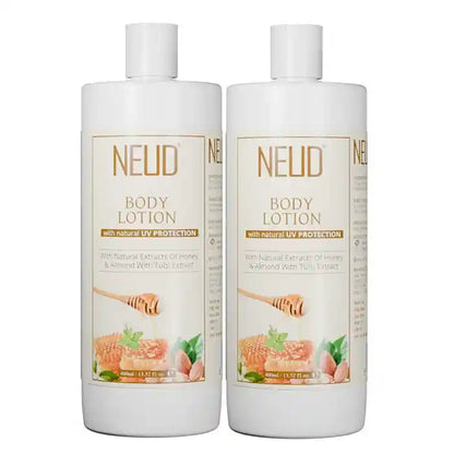Buy 2 Packs NEUD Body Lotion 400ml with Natural Extracts of Honey, Almond and Tulsi for Men and Women - everteen-neud.com