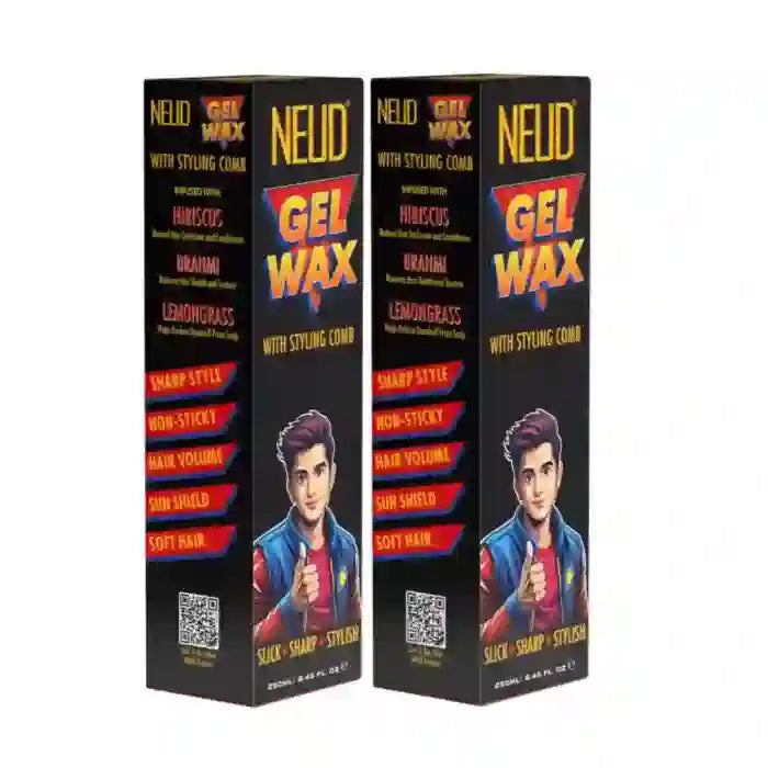 Buy 2 Packs NEUD Styling Hair Gel Wax 250ml with Comb Infused with Hibiscus, Brahmi and Lemongrass - everteen-neud.com