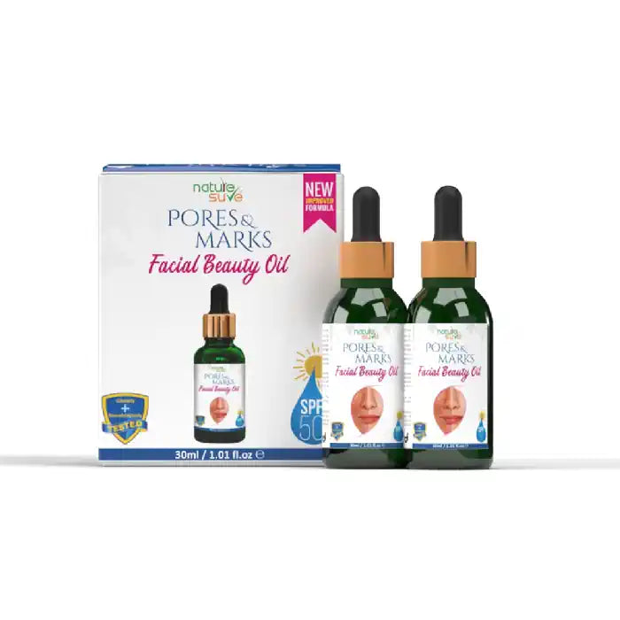 Buy 2 Packs of new and improved Nature Sure Pores and Marks Facial Oil 30ml with SPF50 and Skin Glow Properties - everteen-neud.com