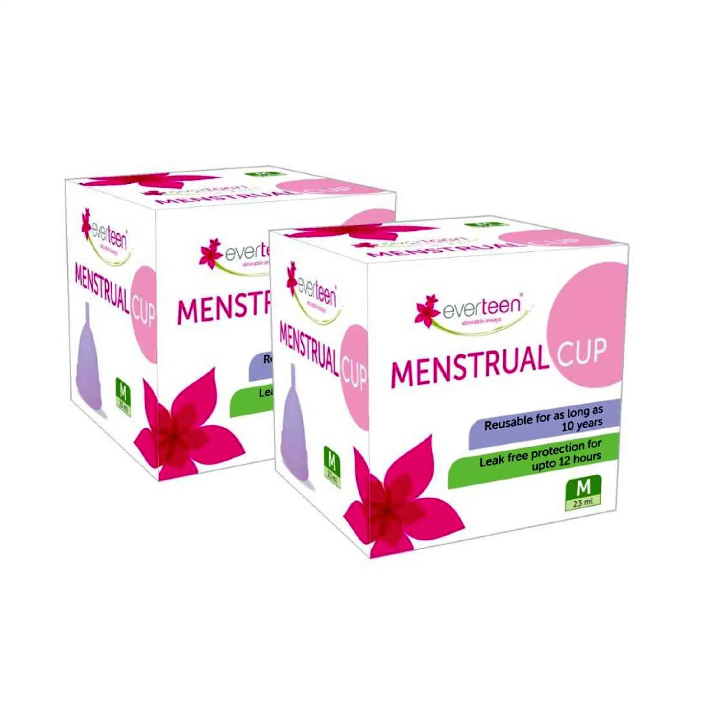 everteen Medium Menstrual Cup for Periods in Women - 2 Packs (23ml Capacity)