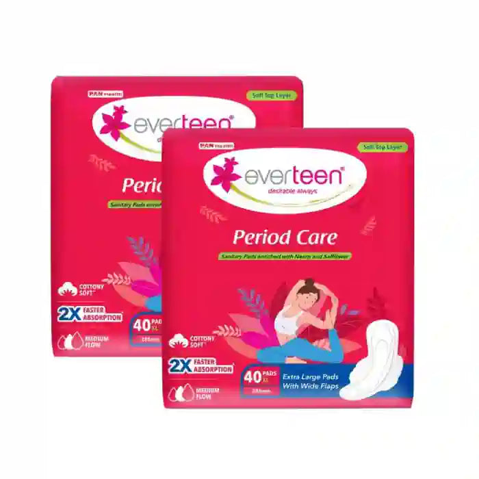 Buy 2 Packs everteen Period Care XL Soft 40 Sanitary Pads For Medium Flow in Women Directly From Company - everteen-neud.com