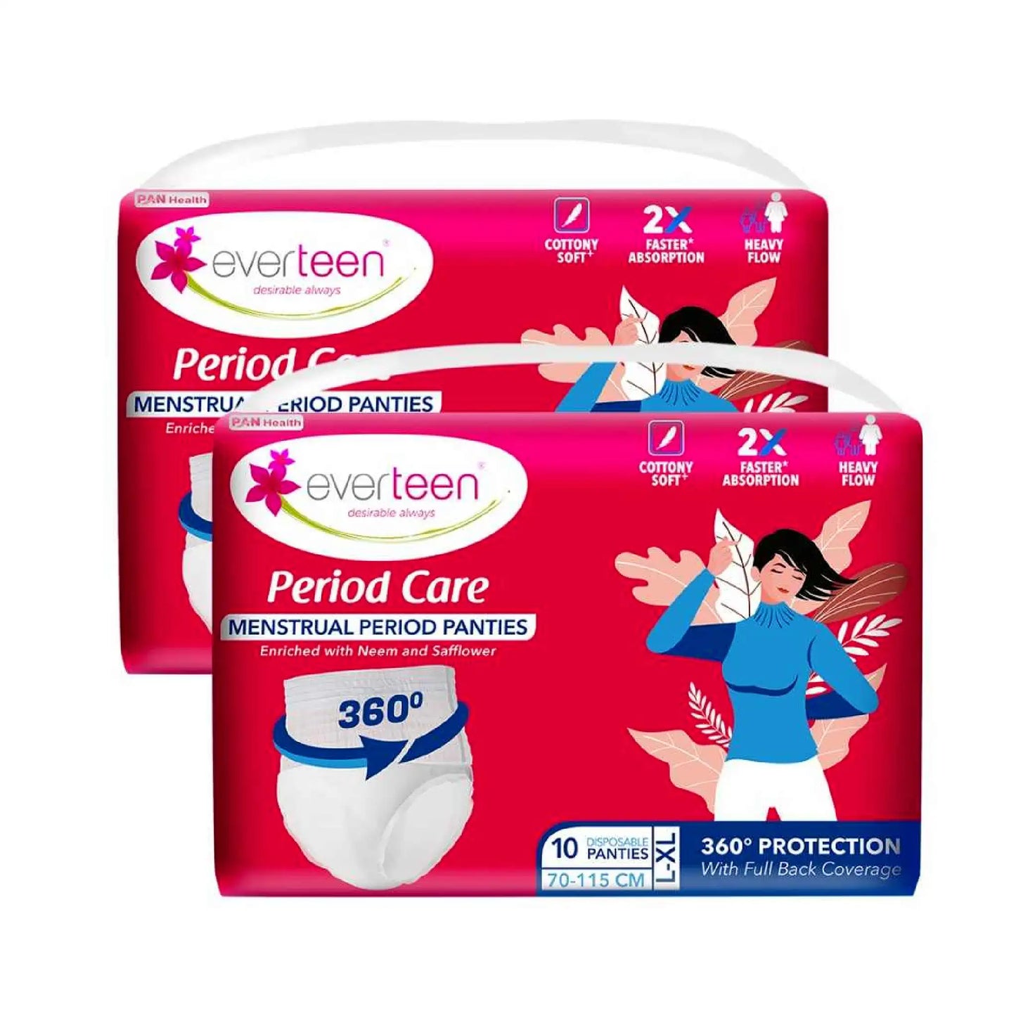 everteen Period Care Disposable Period Panties L-XL (70–115cm) – 2 Packs, 10 Panties Each