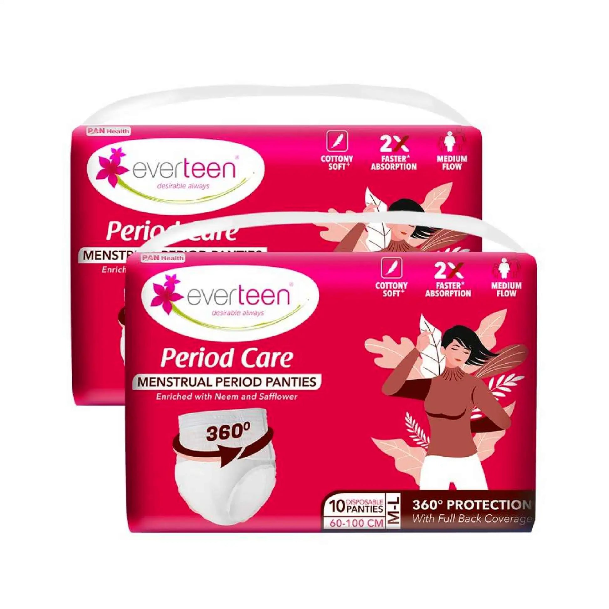 everteen Period Care Disposable Period Panties M-L (60–100cm) – 2 Packs, 10 Panties Each