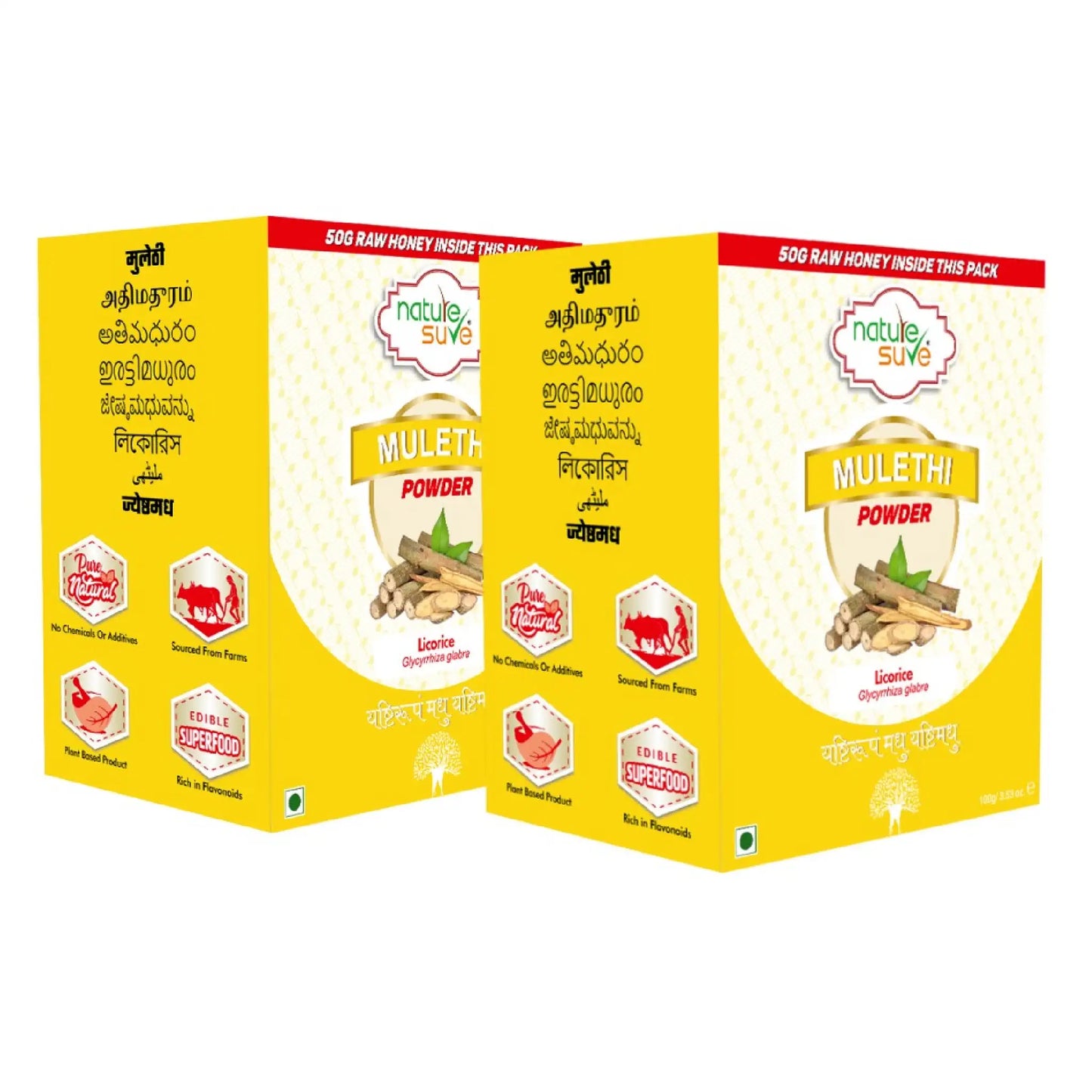 Nature Sure Mulethi Licorice Powder with Raw Honey 50g - 2x100g Pack